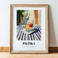 Pálinka – Hungarian Outdoor Café Scene, Hungarian Spirit Illustration, in wooden frame leaning on the floor