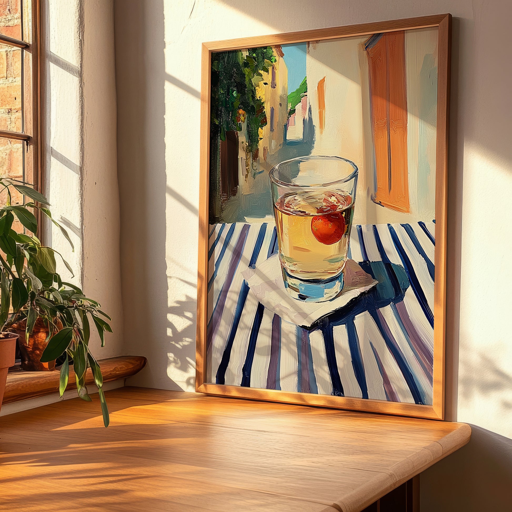 Pálinka – Hungarian Outdoor Café Scene, Hungarian Spirit Illustration, clean layout with no caption