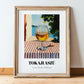 Tokaji Aszú – Hungarian Street Café Scene, Hungarian Wine Wall Decor, in wooden frame leaning on the floor