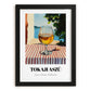 Tokaji Aszú – Hungarian Street Café Scene, Hungarian Wine Wall Decor, in sleek black frame