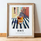 Țuică – Romanian Street Café Scene, Romanian Spirit Wall Decor, in wooden frame leaning on the floor