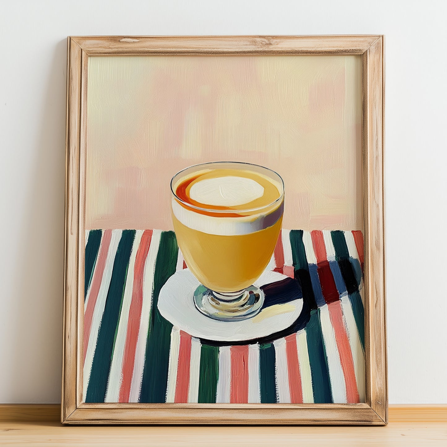 Socată – on Striped Tablecloth, Romanian Spirit Still Life, no-text version framed in wood