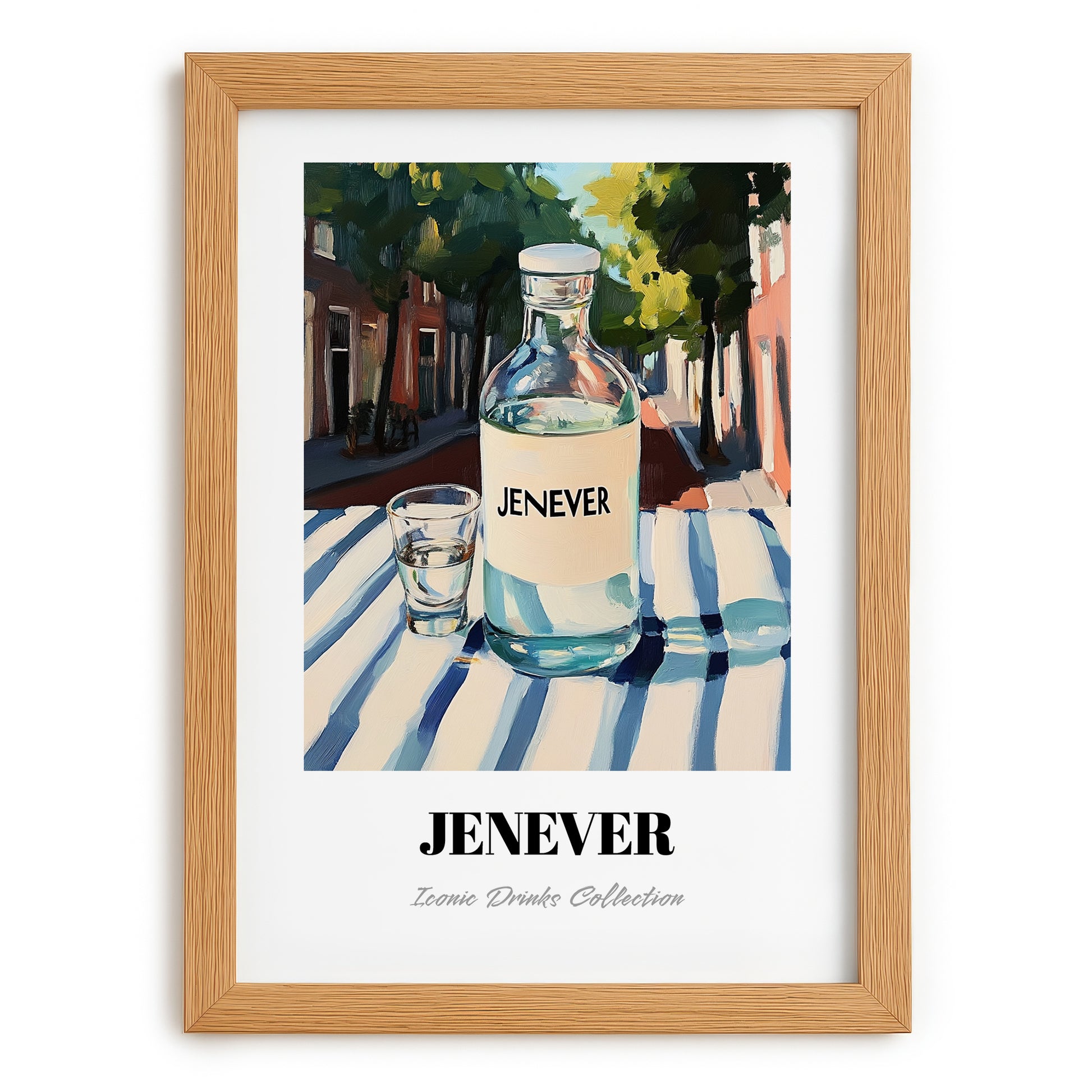 Jenever – Dutch Café on the Corner, Dutch Spirit Poster, set in oak frame