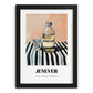 Jenever – on Striped Tablecloth, Dutch Beer Wall Decor, in sleek black frame