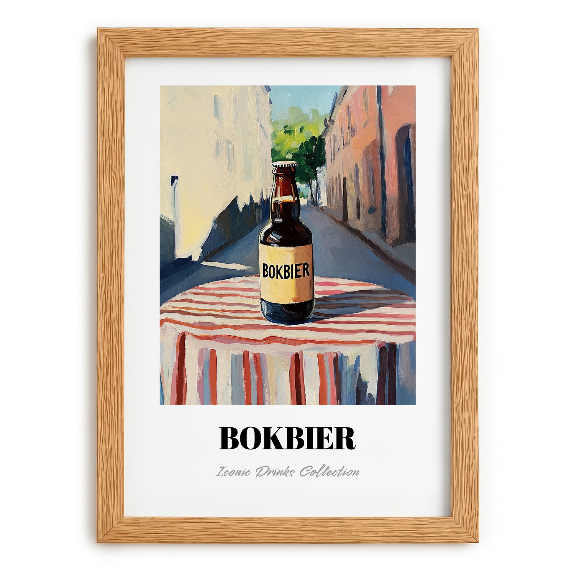 Bokbier – Dutch Street Café Scene, Dutch Beer Still Life, set in oak frame