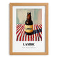 Lambic – on Striped Tablecloth, Belgian Beer Illustration, set in oak frame