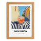Long Drink – Finnish Urban Café Scene, Finnish Beverage Illustration, set in oak frame