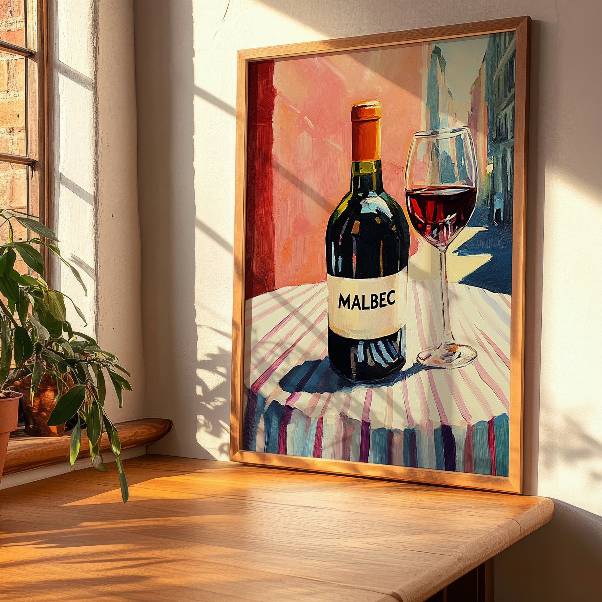 Malbec – Argentinian Street Café Scene, Argentinian Beverage Still Life, clean layout with no caption