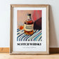 Scotch Whisky – on Striped Tablecloth, Scottish Beer Wall Decor, in wooden frame leaning on the floor