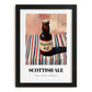 Scottish Ale – on Striped Tablecloth, Scottish Beer Illustration, in sleek black frame
