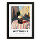 Scottish Ale – Scottish Street Café Scene, Scottish Whiskey Still Life, in sleek black frame