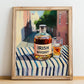 Irish Whiskey – Irish Outdoor Café Scene, Irish Whiskey Print, no-text version framed in wood