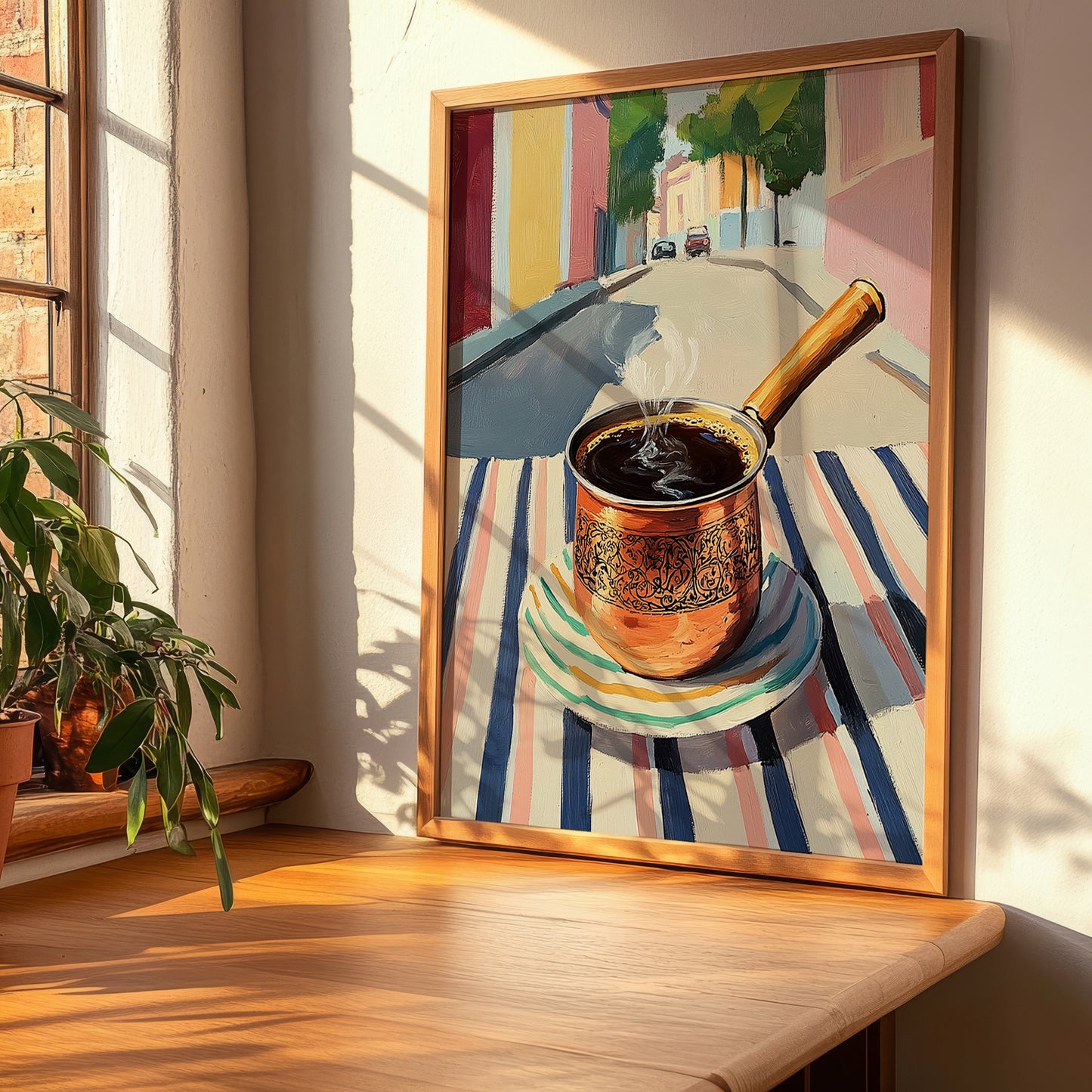 Türk Kahvesi – Turkish Urban Café Scene, Turkish Coffee Poster, clean layout with no caption