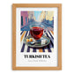 Turkish Tea – Türk Urban Café Scene, Türk Çayı Illustration, set in oak frame