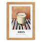 Ayran – on Striped Tablecloth, Turkish Beverage Wall Decor, set in oak frame
