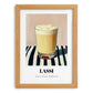Lassi – on Striped Tablecloth, Pakistani Beverage Painting, set in oak frame