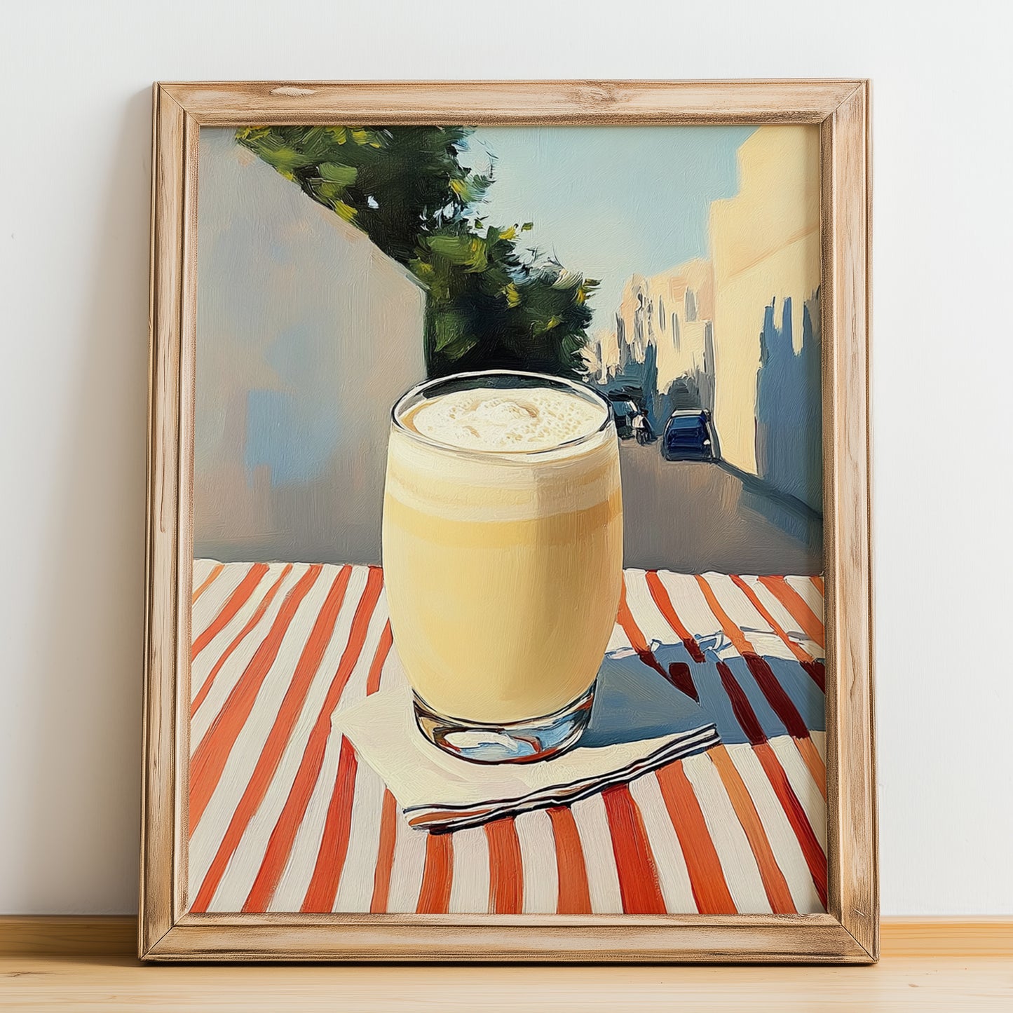 Lassi – Pakistani Street Café Scene, Pakistani Tea Illustration, no-text version framed in wood