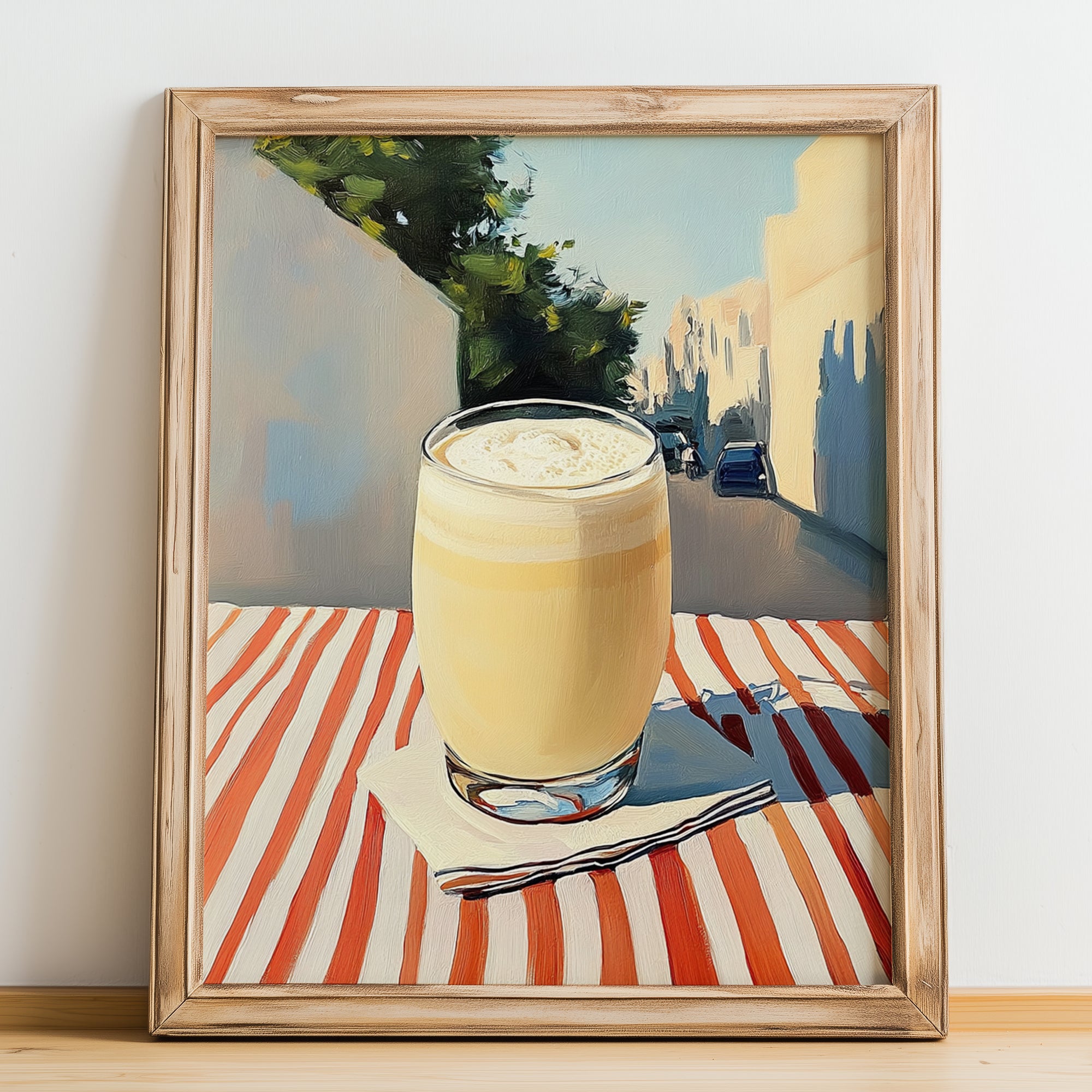 Lassi – Pakistani Street Café Scene, Pakistani Tea Illustration, no-text version framed in wood