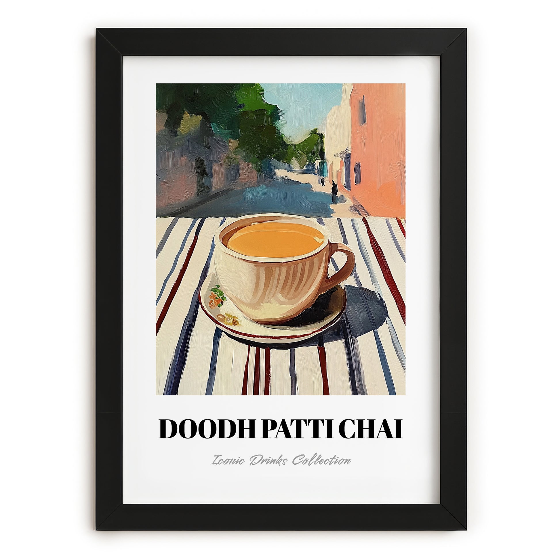 Doodh Patti Chai – Pakistani Café on the Corner, Pakistani Tea Print, in sleek black frame