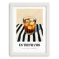 Es Teh Manis – on Striped Tablecloth, Indonesian Cocktail Print, placed in minimal white frame