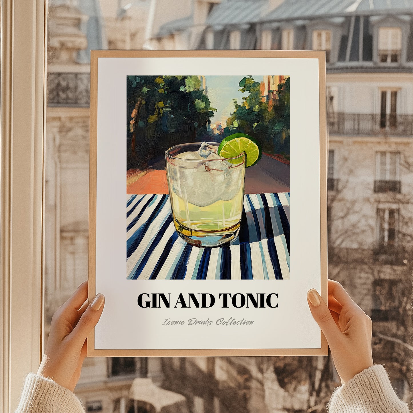 Gin And Tonic – English Outdoor Café Scene, English Spirit Wall Decor, styled in a charming Paris street view