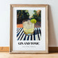 Gin And Tonic – English Outdoor Café Scene, English Spirit Wall Decor, in wooden frame leaning on the floor