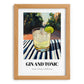 Gin And Tonic – English Outdoor Café Scene, English Spirit Wall Decor, set in oak frame