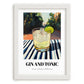 Gin And Tonic – English Outdoor Café Scene, English Spirit Wall Decor, placed in minimal white frame