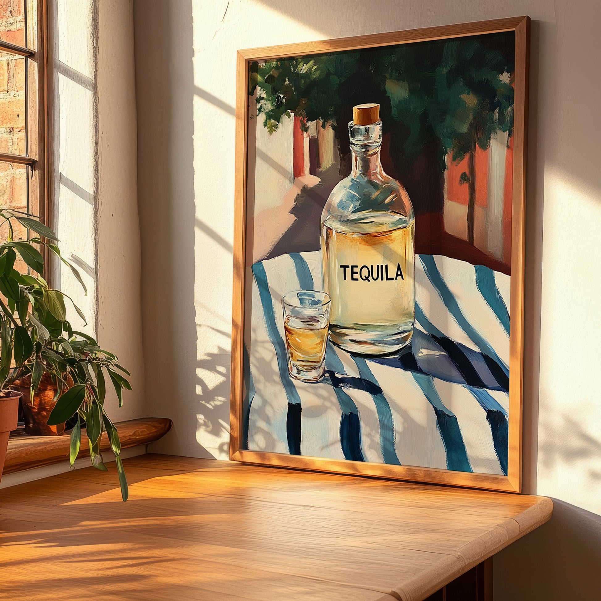 Tequila – Mexican Outdoor Café Scene, Mexican Spirit Poster, clean layout with no caption