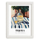 Tequila – Mexican Outdoor Café Scene, Mexican Spirit Poster, placed in minimal white frame