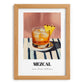 Mezcal – on Striped Tablecloth, Mexican Spirit Wall Poster, set in oak frame
