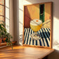 Pisco Sour – on Striped Tablecloth, Peruvian Cocktail Painting, clean layout with no caption
