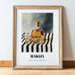 Rakija – on Striped Tablecloth, Serbian Spirit Wall Poster, in wooden frame leaning on the floor