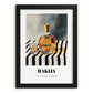 Rakija – on Striped Tablecloth, Serbian Spirit Wall Poster, in sleek black frame