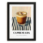 Cà Phê Sữa Đá – on Striped Tablecloth, Vietnamese Beverage Poster, in sleek black frame