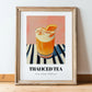 Thai Iced Tea – on Striped Tablecloth, Thai Beverage Still Life, in wooden frame leaning on the floor