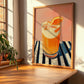 Thai Iced Tea – on Striped Tablecloth, Thai Beverage Still Life, clean layout with no caption