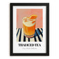 Thai Iced Tea – on Striped Tablecloth, Thai Beverage Still Life, in sleek black frame