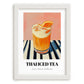 Thai Iced Tea – on Striped Tablecloth, Thai Beverage Still Life, placed in minimal white frame