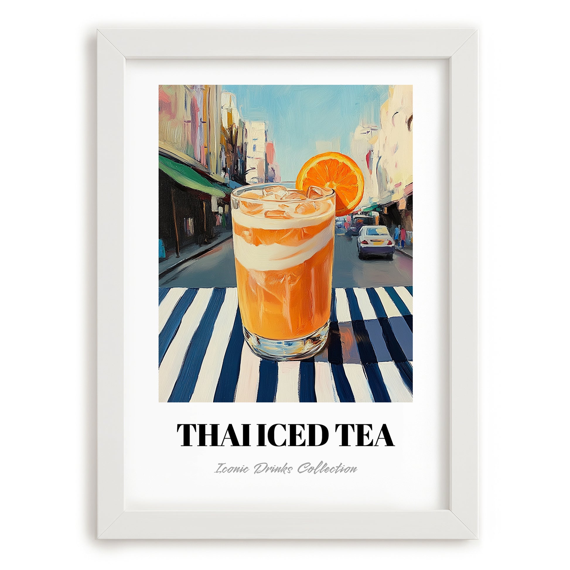 Thai Iced Tea – Thai Café on the Corner, Thai Wine Still Life, placed in minimal white frame