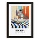 Boukha – Tunisian Street Café Scene, Tunisian Spirit Wall Decor, in sleek black frame