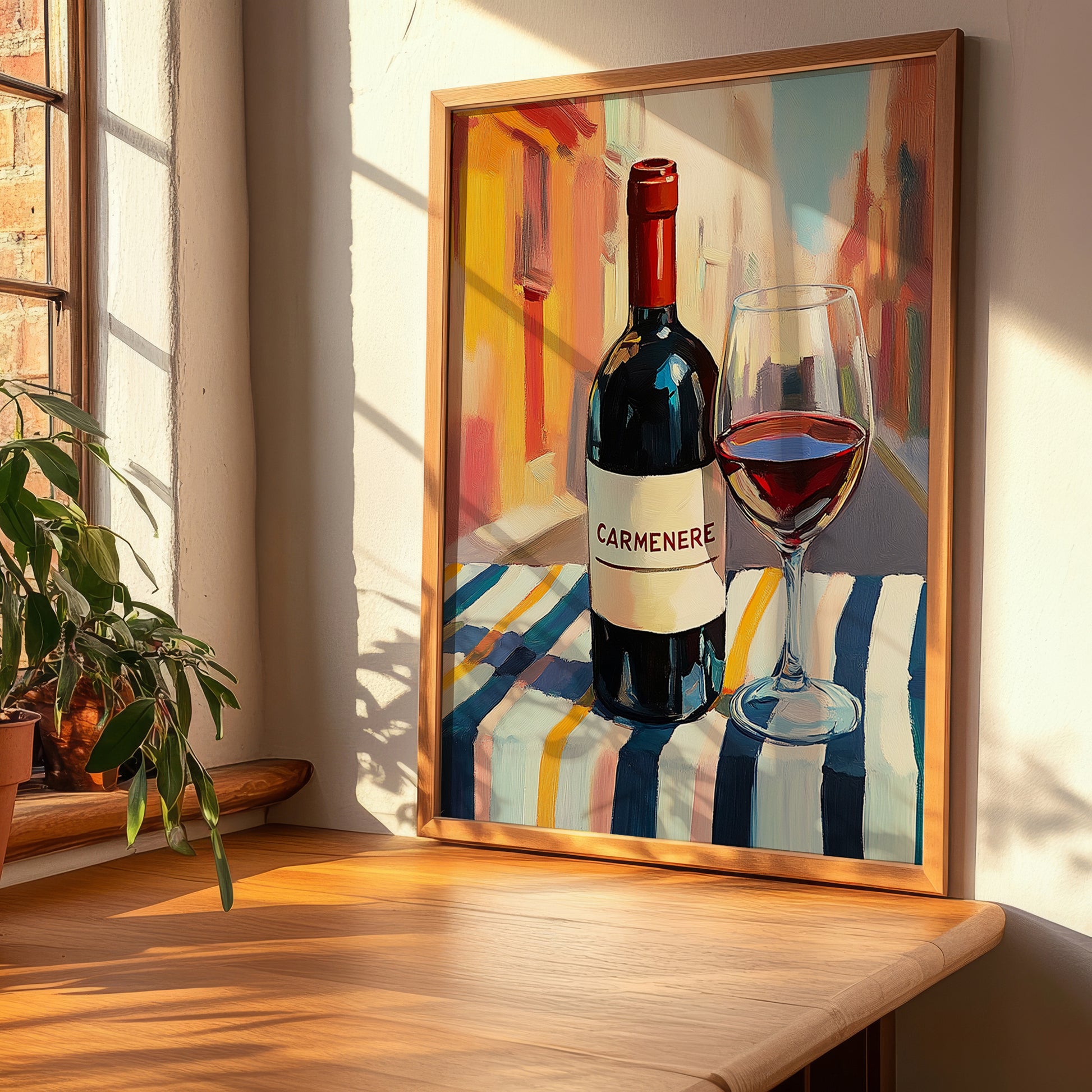Carménère – Chilean Outdoor Café Scene, Chilean Wine Wall Art, clean layout with no caption