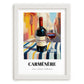 Carménère – Chilean Outdoor Café Scene, Chilean Wine Wall Art, placed in minimal white frame