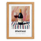 Pinotage – on Striped Tablecloth, South African Wine Illustration, set in oak frame