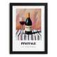 Pinotage – on Striped Tablecloth, South African Wine Illustration, in sleek black frame