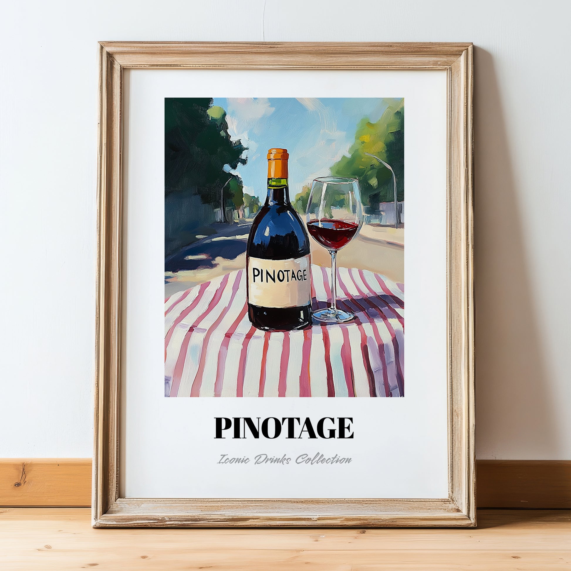 Pinotage – South African Café on the Corner, South African Tea Wall Decor, in wooden frame leaning on the floor