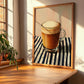 Teh Tarik – on Striped Tablecloth, Malaysian Tea Painting, clean layout with no caption