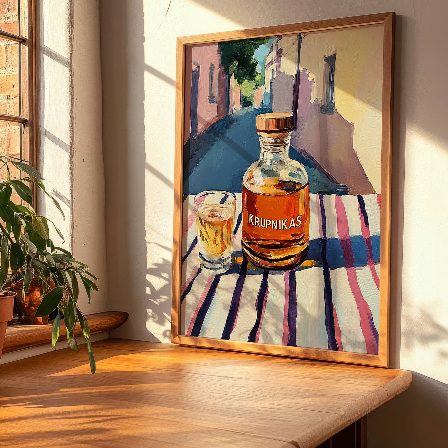 Krupnikas – Lithuanian Outdoor Café Scene, Lithuanian Spirit Still Life, clean layout with no caption