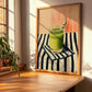 Sugarcane Juice – on Striped Tablecloth, Egyptian Beverage Still Life, clean layout with no caption