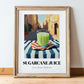 Sugarcane Juice – Egyptian Outdoor Café Scene, Egyptian Beverage Wall Decor, in wooden frame leaning on the floor